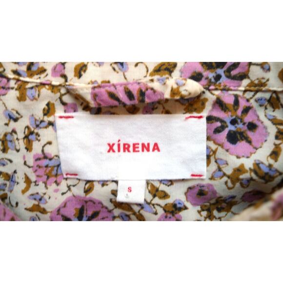 XIRENA Beau Button Down Oversized Boyfriend Shirt Top Ivy Vines Tan S $180 - Picture 5 of 16